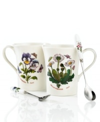 Hot chocolate, coffee or tea for two! Portmeirion expands its beloved Botanic Garden collection with this beautiful porcelain gift set. Featuring pansy and daisy mugs with flowery spoons, it's a delight for nature lovers and china collectors alike. Hot chocolate, coffee or tea for two! Portmeirion expands its beloved Botanic Garden collection with this beautiful porcelain gift set. Featuring pansy and daisy mugs with flowery spoons, it's a delight for nature lovers and china collectors alike.