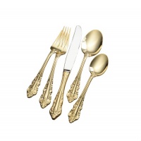 Wallace Antique Baroque Gold-Plated 80-Piece Flatware Set Wallace Antique Baroque Gold-Plated 80-Piece Flatware Set