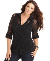 Get lacy, racy and a little naughty with NY Collection! This plus size topper indulges in the sexier side of life. Get lacy, racy and a little naughty with NY Collection! This plus size topper indulges in the sexier side of life.