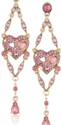 Betsey Johnson Iconic Pinkalicious Heart Chandelier Drop Earrings