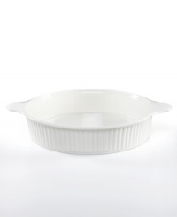 Take shortcuts in the kitchen. This fluted porcelain baker is both oven safe and elegant enough to grace your table so you can cook, serve and clean up after every meal with ease.