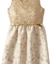 Blush by Us Angels Girls 7-16 Sequin Bodice with Met Brocade Skirt, Metallic, 14