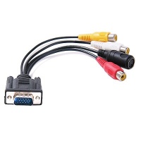 HDE VGA Adapter to TV S-Video RCA Out Cable for PC Video HDE VGA Adapter to TV S-Video RCA Out Cable for PC Video