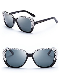 Get spotted in style with these kate spade new york polka dot sunnies, flaunting polarized lenses and a chic vintage-inspired silhouette. Get spotted in style with these kate spade new york polka dot sunnies, flaunting polarized lenses and a chic vintage-inspired silhouette.