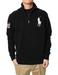 Polo Ralph Lauren Men's Crest 1/2 Zip Sweat Shirt-Black Polo Ralph Lauren Men's Crest 1/2 Zip Sweat Shirt-Black