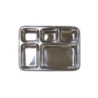 Stainless Steel Rectangular Divided Dinner Tray 5 sections