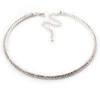 Thin Clear Swarovski Crystal Choker Necklace (Silver Plated) Thin Clear Swarovski Crystal Choker Necklace (Silver Plated)