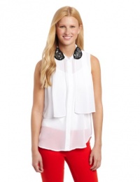 XOXO Juniors Cascade Collar Embellished Blouse, White, Small XOXO Juniors Cascade Collar Embellished Blouse, White, Small