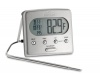 All-Clad T223 Stainless Steel Oven Probe Thermometer with Blue LCD, Silver