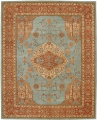 Nourison Rugs Heritage Hall Collection HE16 Aqua Round 9' x 9' Area Rug Nourison Rugs Heritage Hall Collection HE16 Aqua Round 9' x 9' Area Rug