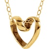 CleverEve Designer Series 14K Yellow Gold Children's Ribbon Heart Youth Pendant Necklace w/ 15 Chain