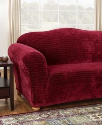Sure Fit Stretch Royal Diamond 1-Piece Sofa Slipcover, Wine Sure Fit Stretch Royal Diamond 1-Piece Sofa Slipcover, Wine