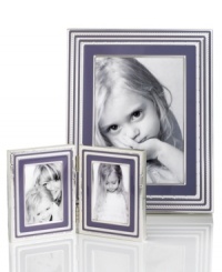 Add new elegance to beautiful memories with Vera Wang's With Love Lavender double picture frame. Geometric detail lends metallic shimmer to colored enamel in a home accent that invokes modern and deco design. Add new elegance to beautiful memories with Vera Wang's With Love Lavender double picture frame. Geometric detail lends metallic shimmer to colored enamel in a home accent that invokes modern and deco design.