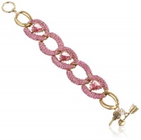 Betsey Johnson Iconic Pinkalicious Crystal Heart Link Toggle Bracelet, 7.5 Betsey Johnson Iconic Pinkalicious Crystal Heart Link Toggle Bracelet, 7.5