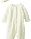 Little Me Baby-Girls Newborn Bow Sweater Coverall and Hat, Ivory, 6 Months