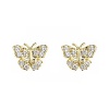 14k Gold Plated Butterfly CZ Children Stud Earrings with Screw-back