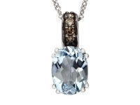 Effy Collection 14k White Gold Diamond And Aquamarine Pendant