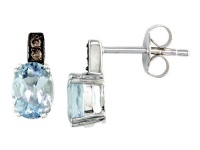 Effy Collection 14k White Gold Brown Diamond And Aquamarine Earrings Effy Collection 14k White Gold Brown Diamond And Aquamarine Earrings