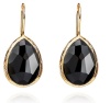 18KT Gold Vermeil Black Onyx Teardrop Earrings 925 Sterling Silver Bezel Set Gemstone Drops, Kyle Richards