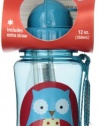 Skip Hop Zoo Straw Bottle, Owl, 12 Ounce