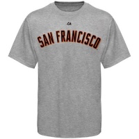MLB Majestic San Francisco Giants Official Road Wordmark T-Shirt - Ash MLB Majestic San Francisco Giants Official Road Wordmark T-Shirt - Ash