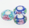 .925 Silver Core Japanese Cherry Blossom Pandora Style Bracelet Glass Bead Charm