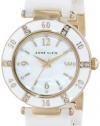 Anne Klein Women's 109416WTWT Swarovski Crystals Gold-Tone White Ceramic  Watch