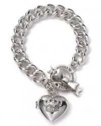 Juicy Couture Bracelet, Silver-Tone Silver Bow Heart Toggle Bracelet Juicy Couture Bracelet, Silver-Tone Silver Bow Heart Toggle Bracelet