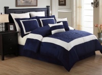 8 Piece King Luke Navy and White Embroidered Comforter Set 8 Piece King Luke Navy and White Embroidered Comforter Set