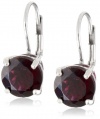 Sterling Silver 8mm Round Garnet Lever Back Earrings