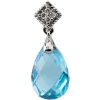 CleverEve Designer Series .04 ct tw Diamond 14K White Gold Pendant 12.0 x 8.0mm w/ Genuine Swiss Blue Topaz 3.45 ct