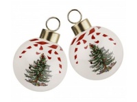 Spode Christmas Tree Peppermint Decorative Bauble, Set of 2 Spode Christmas Tree Peppermint Decorative Bauble, Set of 2