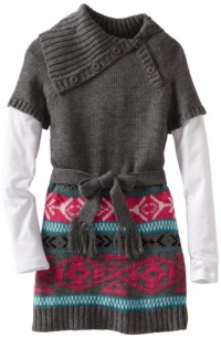 Energie Girls 7-16 Catherine Split Neck Sweater, Grey, Large