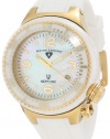 Swiss Legend Women's SL-11844-WWGA Neptune Goldtone White Mother-of-Pearl Dial Silicone Watch with Ceramic Case