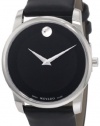 Movado Men's 0606502 Museum Stainless Steel and Black Leather Strap Watch