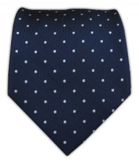 100% Silk Woven Midnight Navy Polka Dot Tie