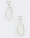 TRENDY FASHION OVAL METAL EARRINGS BY FASHION DESTINATION | (Silver)