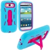 Baby Blue / Hot Pink Hybrid Rugged Hard Silicone Case Cover w/ Stand for Samsung Galaxy S3 S III i9300 / I535 / L710 / T999 / I747