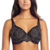 Playtex Women's Secrets feel Gorgeous Lace Embroidery Underwire Bra, Black with Golden Cocoa, 42C