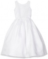 Us Angels Girls 7-16 Classic Organza Full Skirt Dress, White, 7