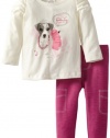 ABSORBA Baby-Girls Infant Denim Legging Set Dog, White, 18 Months