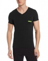 Emporio Armani Men's Embroidery Logo Stretch C T-Shirt, Black, Medium