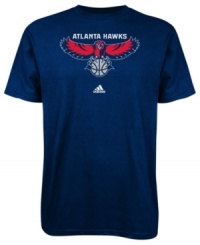 Sport your favorite team's winning spirit in this Atlanta Hawks' tee by adidas. Sport your favorite team's winning spirit in this Atlanta Hawks' tee by adidas.
