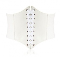 HOTER Black Lace-up Corset Style Elastic Cinch Belt -WHITE HOTER Black Lace-up Corset Style Elastic Cinch Belt -WHITE