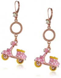 Betsey Johnson Color Me Betsey Pink Polka Dot Vespa Drop Earrings