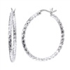CleverEve Designer Series Diamond Textured Round Hoop .925 Sterling Silver Earrings - French Lock 33.00 x 32.00mm