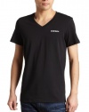 Diesel Men's Michael Essentials Bold Logo V-Neck T-Shirt,Black,Large