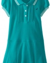 Nautica Girls 2-6X Solid Pique Pleated Dress, Teal, 5