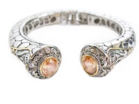 Silver Gold Etched Cuff Bracelet Citrine Faceted Crystals Hinge Designer Inspired Fashion Silver Gold Etched Cuff Bracelet Citrine Faceted Crystals Hinge Designer Inspired Fashion