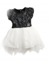 GUESS Kids Girls baby girl silver tulle dress and pantie set (12-24m), BLACK (24M)